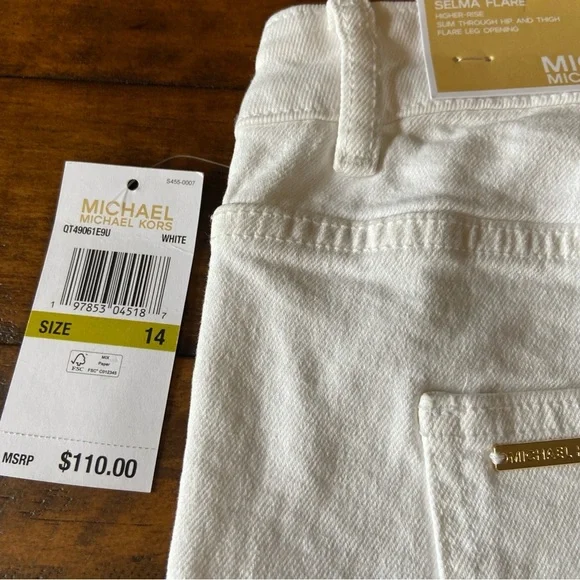 Michael Kors‎ Womens Jeans Pants White Wide Leg Open Size 14 - Picture 6 of 6